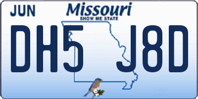 MO license plate DH5J8D