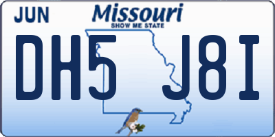 MO license plate DH5J8I