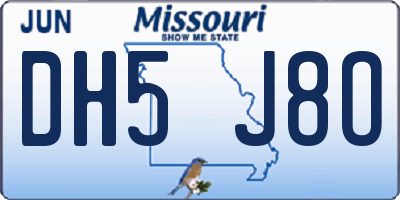 MO license plate DH5J8O