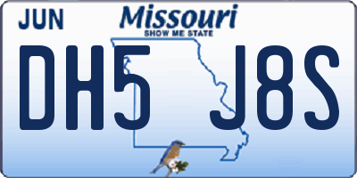 MO license plate DH5J8S