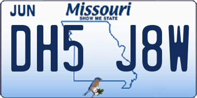 MO license plate DH5J8W