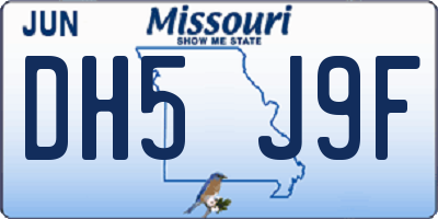 MO license plate DH5J9F
