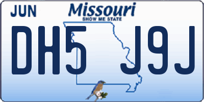 MO license plate DH5J9J