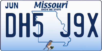 MO license plate DH5J9X