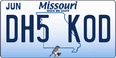 MO license plate DH5K0D