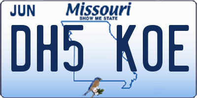 MO license plate DH5K0E