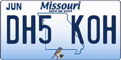 MO license plate DH5K0H