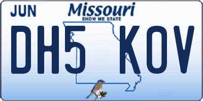 MO license plate DH5K0V