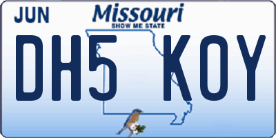 MO license plate DH5K0Y