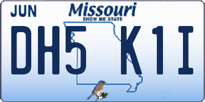 MO license plate DH5K1I