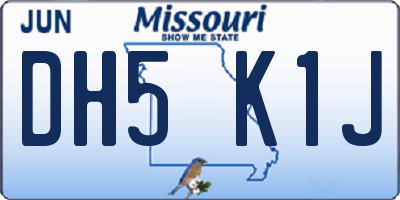 MO license plate DH5K1J