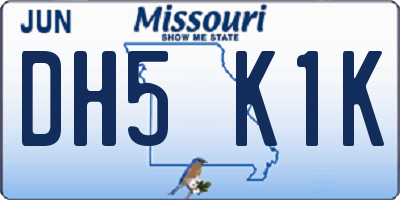 MO license plate DH5K1K