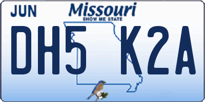 MO license plate DH5K2A