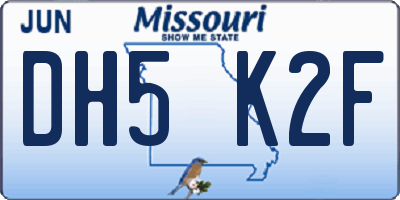 MO license plate DH5K2F