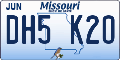 MO license plate DH5K2O