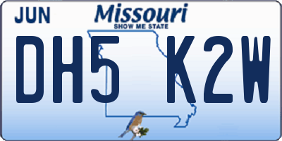 MO license plate DH5K2W