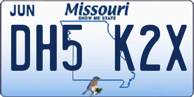 MO license plate DH5K2X