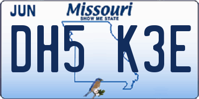 MO license plate DH5K3E