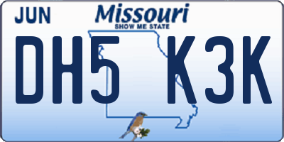 MO license plate DH5K3K