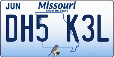 MO license plate DH5K3L