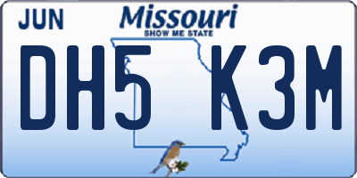 MO license plate DH5K3M