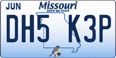 MO license plate DH5K3P