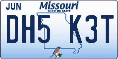 MO license plate DH5K3T