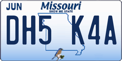 MO license plate DH5K4A