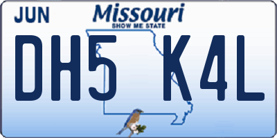 MO license plate DH5K4L