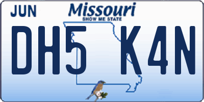 MO license plate DH5K4N