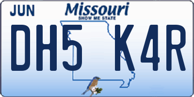 MO license plate DH5K4R