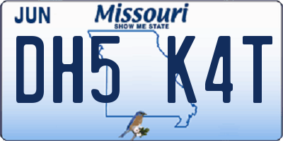 MO license plate DH5K4T