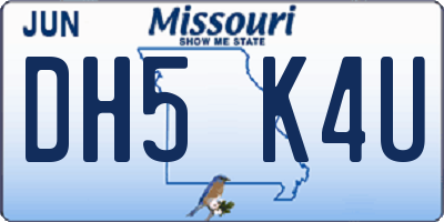 MO license plate DH5K4U