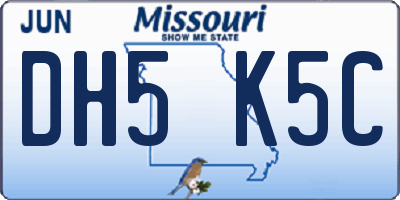 MO license plate DH5K5C
