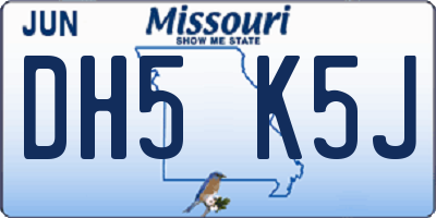 MO license plate DH5K5J