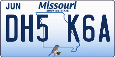MO license plate DH5K6A