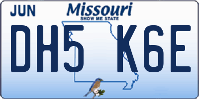 MO license plate DH5K6E