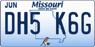 MO license plate DH5K6G