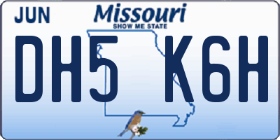 MO license plate DH5K6H