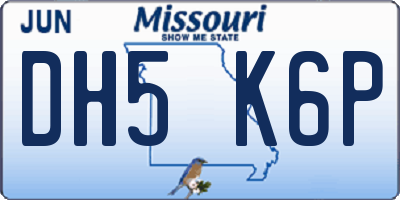 MO license plate DH5K6P