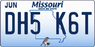 MO license plate DH5K6T