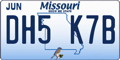 MO license plate DH5K7B