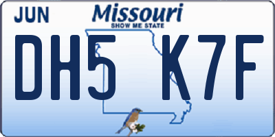 MO license plate DH5K7F