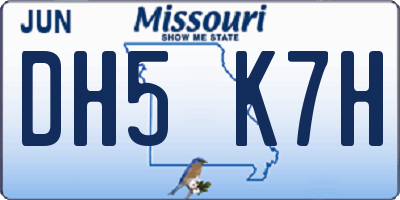 MO license plate DH5K7H