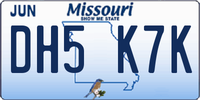 MO license plate DH5K7K
