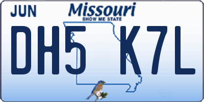 MO license plate DH5K7L