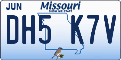 MO license plate DH5K7V