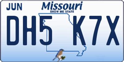 MO license plate DH5K7X