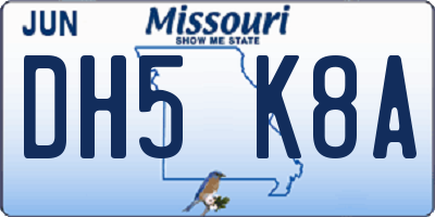 MO license plate DH5K8A