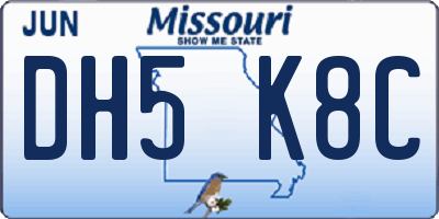 MO license plate DH5K8C